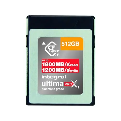 Integral 512GB CFexpress Memory Card Type B 2.0, 8K RAW & 4K 120 FPS 1800MB/s Read, 1200MB/s Write Speed, 900MB/s Sustained Write Designed for The Cinematographer and Professional Photographer