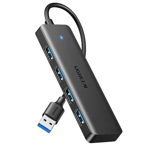 UGREEN Hub USB 3.0 4 Data Ports Ultra Fin Multiport Type A 5Gbps Haute Vitesse Compatible avec MacBook iMac Surface XPS PC Ordinateur Portable Disque Dur Clavier Souris (15cm)