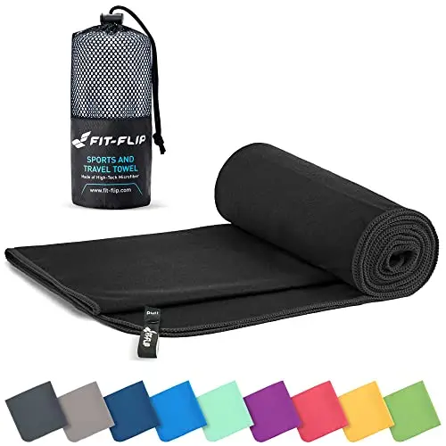 Fit-Flip Serviette Microfibre - pour Le Sport, Musculation et la Piscine - compacte, Ultra-légère et Rapidement sèche - Parfait pour Natation, Plage et Voyage