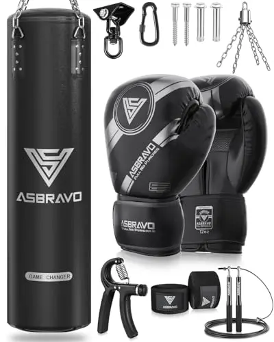 Sac de frappe pour adultes - 1,2 m - En polyuréthane - Gants de boxe lourds de 340,2 g - Pour MMA, Muay Thai, Kickboxing, entraînement à domicile, arts martiaux (non rempli)