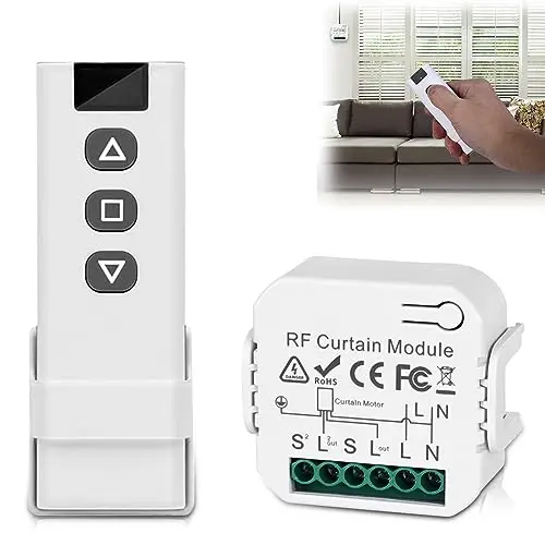 Nizirioo Kit de commande de volet roulant sans fil : Commande du moteur de volet roulant par télécommande RF + module récepteur, portée jusqu'à 100 m, interrupteur radio pour volets roulants, stores,