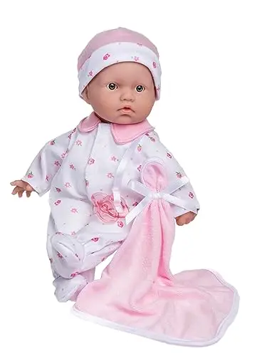 JC Toys La Baby Caucasian Baby Doll Set - Poupée Douce de 28 cm | Lavable | Tenue Rose Amovible avec Chapeau et Couverture | pour Enfants de 12 Mois et Plus