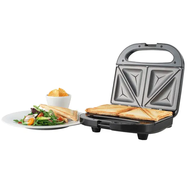 Progress Appareil Croque Monsieur 750W, Machine à Panini 2 Tranches avec Plaques Antiadhésives, Appareil Sandwich Style Gaufrier, Température Automatique, Double Surface de Cuisson