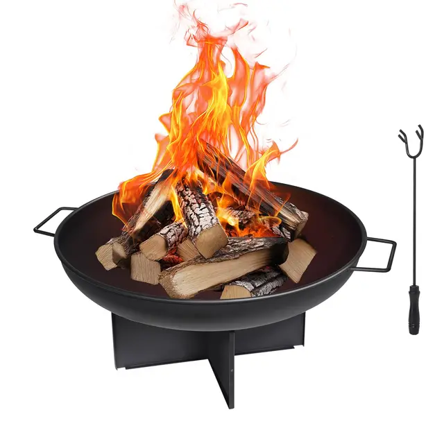 HYCHIKA Brasero Exterieur, Bol à Feu Corbeille Ø60cm Foyer Bûcher, Fire Pit pour Extérieur Camping Jardin Patio
