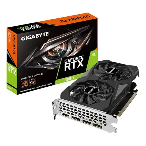 Gigabyte NVIDIA GeForce RTX 3050 WINDFORCE OC V2 6G Carte Graphique 6 Go GDDR6, 96 Bits, PCI-E 4.0, Core Clock 1477 MHz, 2 x DP 1.4, 2 x HDMI 2.1, GV-N3050WF2OCV2-6GD