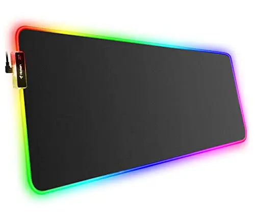Hcman RGB Tapis de Souris de Jeu Grand, Epais (800×300×4mm) Tapis de Souris en LED Etendu de Taille XXL avec Base Antidérapante en Caoutchouc, de Clavier d’Ordinateur Doux