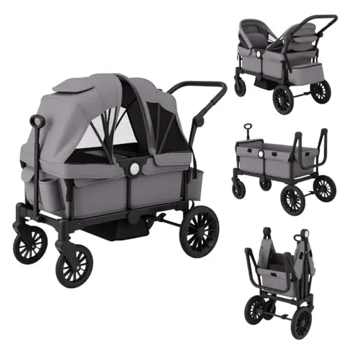 COSTWAY Poussette Tandem Double Pliable