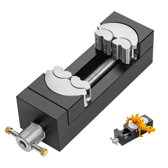 WhiteRhino Étau fractal intelligent – mini-étau de table auto-ajustable avec 6 mâchoires indépendantes pour objets irréguliers – étau de perceuse pour bricolage, bijoux & réparations