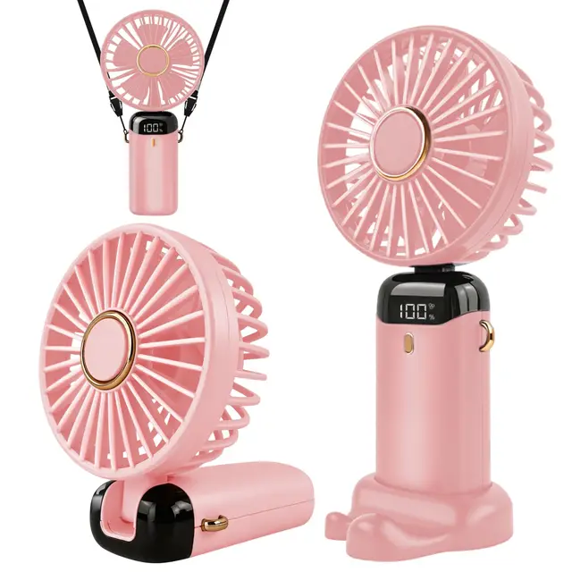 Jsdoin Ventilateur Portable Pliable USB 5 Vitesses Rose