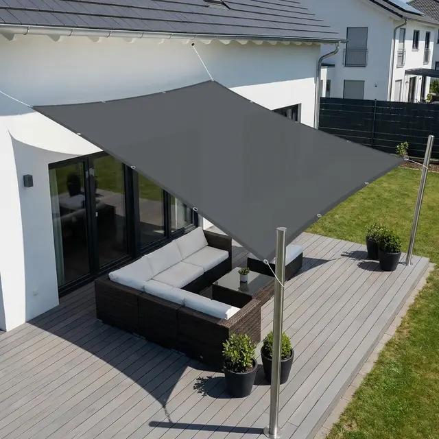 SUNNY GUARD Voile d'ombrage Imperméable 1x2m avec Oeillets Rectangulaire Toile Ombrage UV Protection pour Balcon, Patio, Jardin, Gris Anthracite