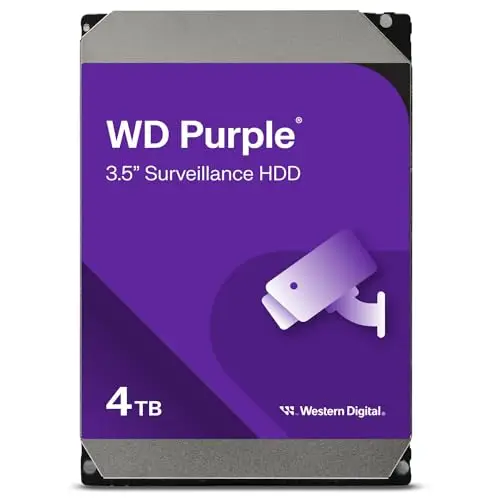 Western Digital - WD Purple 4To - Disque dur interne pour la vidéo surveillance avec technologie Allframe 4K™ - 3.5" SATA 6 Go/s, 180To/an, 64Mo Cache, 5400rpm - WD40PURZ