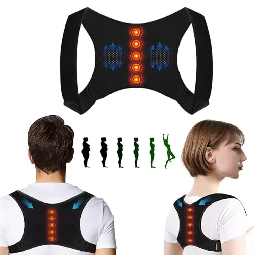 Correcteur de Posture Homme Femme avec Aimants, Redresseur de Dos Confortable et Respirable Posture Correcteur Dos pour Maintien du Dos, du cou et des épaules Prévention de la Douleur (L-XL)
