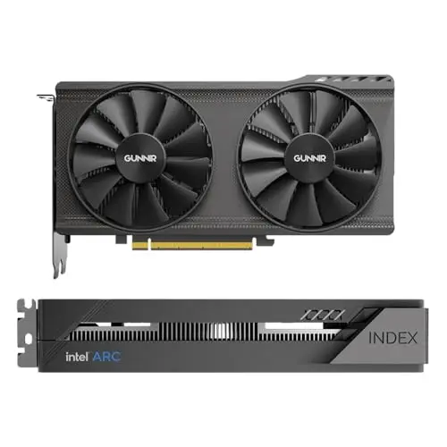 Cutesliving GUNNIR Carte graphique Intel Arc A380 Index 6G GDDR6 avec technologie XeSS, horloge 2 GHz, PCIe 4.0, 1 sortie HDMI 2.0 et 3 sorties DP 2.0, 75 W TBP, double ventilateurs pour le streaming