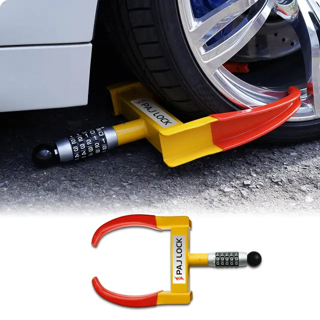 PAJ LOCK - Sabot de Denver - Antidémarrage pour voitures de toutes marques, camions, remorques, motos, caravanes, etc. - Système antivol ajustable – Sabot de Denver robuste avec serrure de sécurité