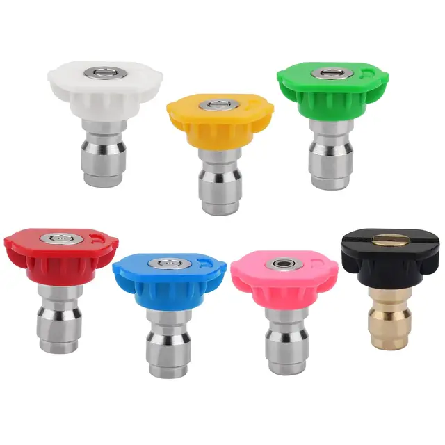 Lot de 7 Embouts de Buse de Pulvérisation pour Laveuse à Pression, 1/4 Buses à Connexion Rapide Sont Principalement Utilisées pour le Nettoyage de Voiture et le Jardinage