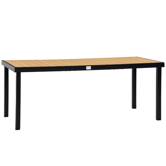 Outsunny Table à Manger de Jardin pour 8 Personnes, Table de Jardin extérieure en Aluminium, pour Patio, terrasse, 190 x 90 x 74 cm, Bois Naturel