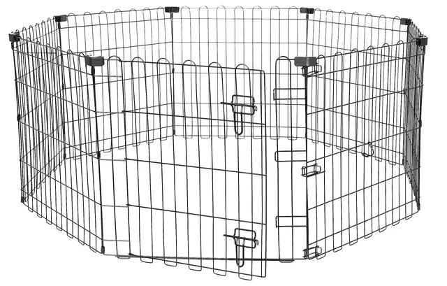 Amazon Basics Parc de jeu et d’exercice pliable en métal pour chiens et animaux de compagnie, Avec porte, 61 cm, Noir, Carré,Rond