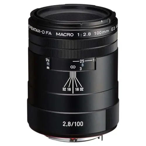 PENTAX Objectif Macro HD D FA Macro 100mm F2.8ED AW, Construction Tout-Temps, AW (All Weather), résiste à la poussière, Noir