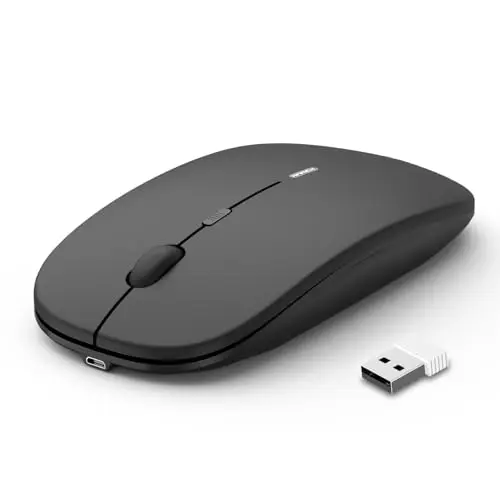 Souris sans Fil silencieuse et Rechargeable USB pour Ordinateur Portable, PC, portée de 10 m, 1600 dpi 3 Niveaux de réglage, Mini Souris silencieuse, pour la Maison et Le Bureau, pour Windows,