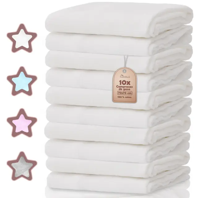 NatureMark Lot de 10 Linges en Mousseline