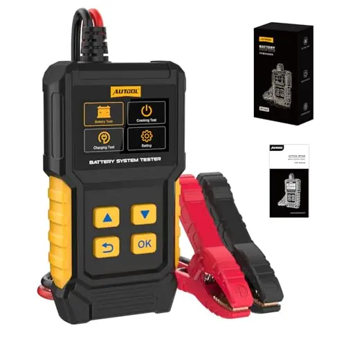 AUTOOL BT360 Testeur de batterie de voiture 12 V 24 V 30-2000 CCA Testeur de batterie de voiture Analyseur de système de charge et de chargement pour voitures, motos, camions, bateaux, véhicules