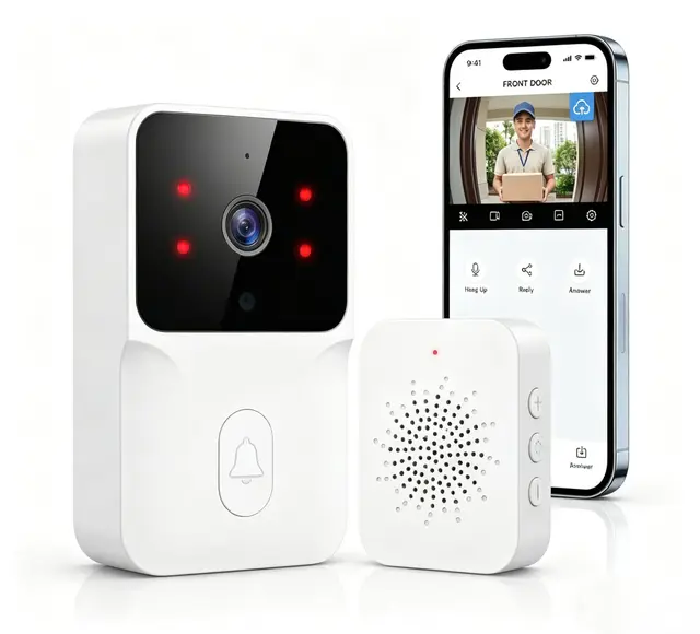 Sonnette sans Fil Extérieure Étanche,Sonnette Vidéo sans Fil avec Caméra,1080P Surveillance WiFi de Vision Nocturne HD,Audio Bidirectionnel, Alertes de Détection Humaine (Small)