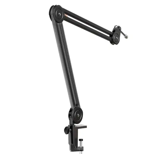 FIFINE Bras de Micro, Suspension Supports de Microphone, 3/8'' vers 5/8'' Vis Adaptateur, pour K658 AM8 K688 A8 et Autres Micros, pour Studio Enregistrement Vidéo