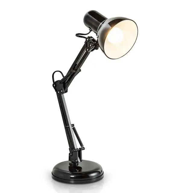 BRILONER - Lampe de bureau orientable, lampe de table avec interrupteur à fil, lampe de table rétro douille E14, 546x224 mm (DxH), noir