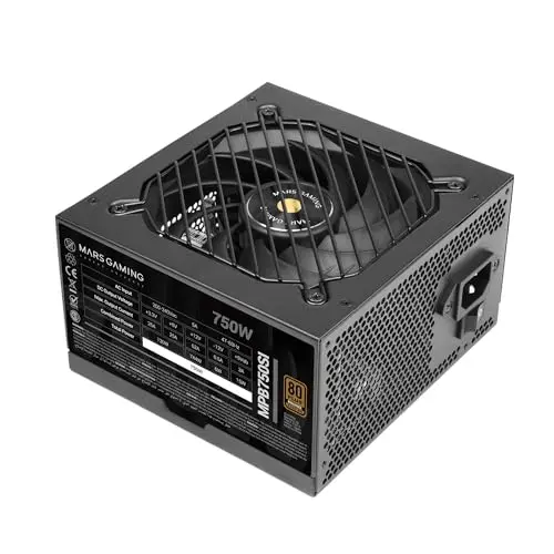 Mars Gaming MPB750SI, Alimentation PC ATX 750W, Garantie 7 Ans, 80Plus Bronze 230V, 90% d'Efficacité, Ventilateur SI Extreme Silence avec Noyau en Cuivre, Technologies AI2-RPM, DC-DC et SMD, Noir