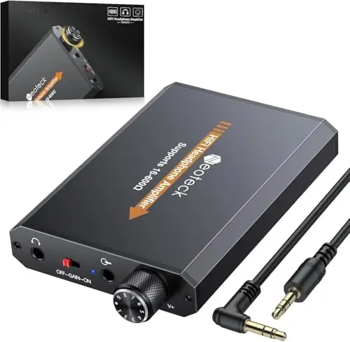 Neoteck Ampli Casque HiFi Portable 16-600Ω Amplificateur Casque Audio à Gain Réglable SNR 120dB THD+N 0.0003% Aluminium Rechargeable pour Studio Audiophile PC Téléphones Mobiles
