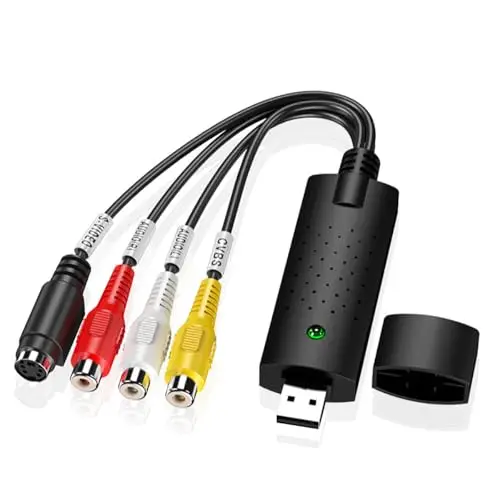Vinmooog Convertisseur VHS vers numérique, Carte de Capture vidéo USB 2.0 Hi8 VHS vers DVD, numérisation Audio-vidéo, convertisseur VHS vers USB pour PC, Vidéo, DVD,Windows XP 10/8/7 Convertitore