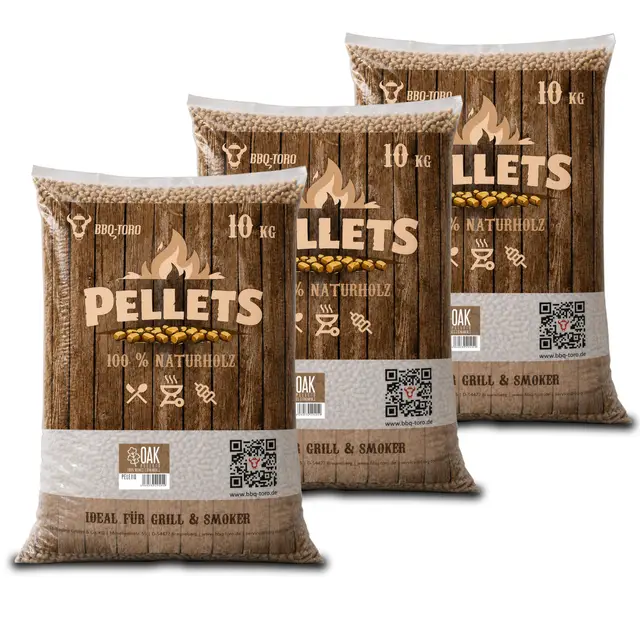 BBQ-TORO Pellets en Bois de Chêne 100% | 30 kg | Pour Barbecue, Fumoir, Four à Pizza et Systèmes de Chauffage | Pellets à Griller