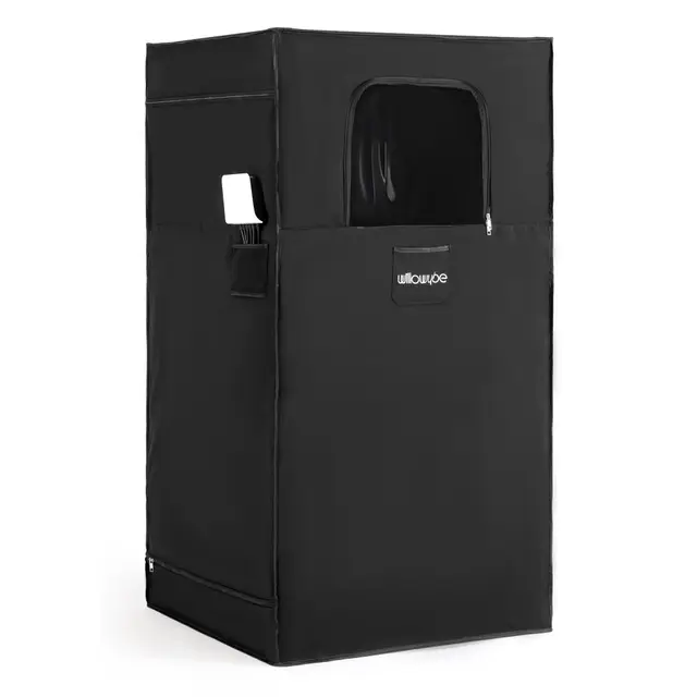 WILLOWYBE Sauna Infrarouge Portable pour la Maison avec 6 plaques chauffantes, Coussin Chauffant pour Les Pieds et lumière LED Chaude, boîte de Sauna Infrarouge sèche pour Tout Le Corps.