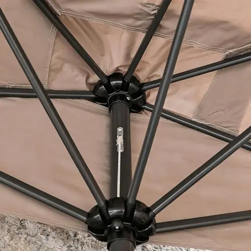 Parasol De Patio Demi-Rectangulaire Réglable 250x130cm Avec Système De Levage, Parasol De Jardin Inclinable Contre Le Mur, Parasol De Protection Solaire Pour Balcon, Terrasse Et Jardin