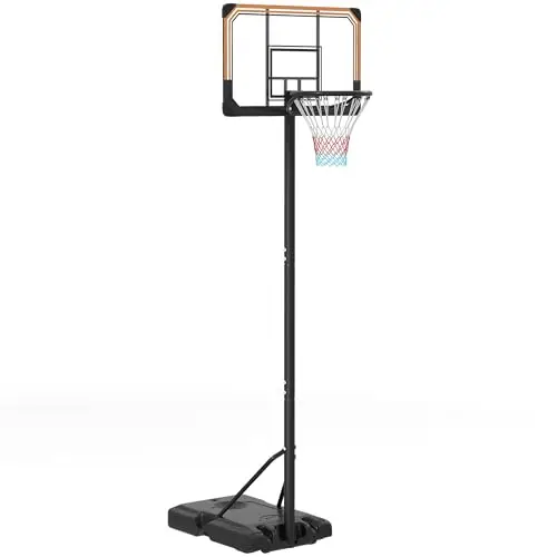 SPORTNOW Panier de Basket sur Pied, Hauteur réglable 235-264cm, Panier de Basket-Ball avec Base lestée, roulettes, Panneau arrière Solide, Noir