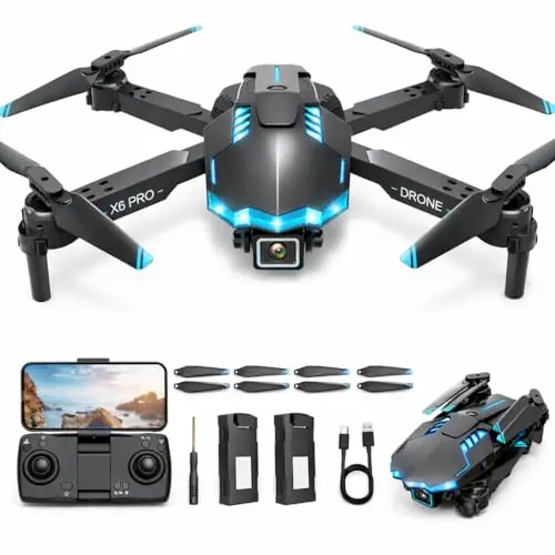 Drone avec Caméra 1080P pour Enfant et Adulte RC Quadricoptère FPV Pliable Drone avec 3D Flip/Maintien d'altitude/Selfie par Geste, Jouets Cadeaux pour Garçons Anniversaire (Black)