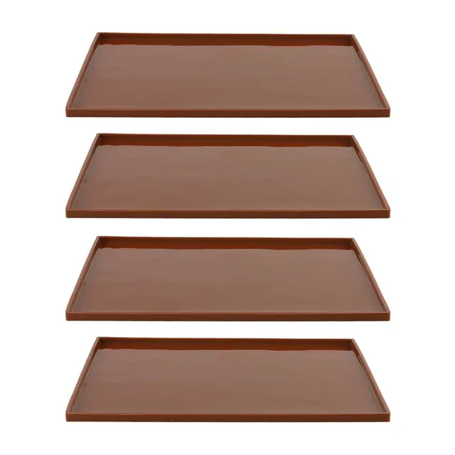 Tapis de Déshydrateur en Silicone avec Rebord, 4 Pièces, Qualité Alimentaire, Résistant à Haute Température, Anti-Adhésif pour Séchoir à Fruits, Marron