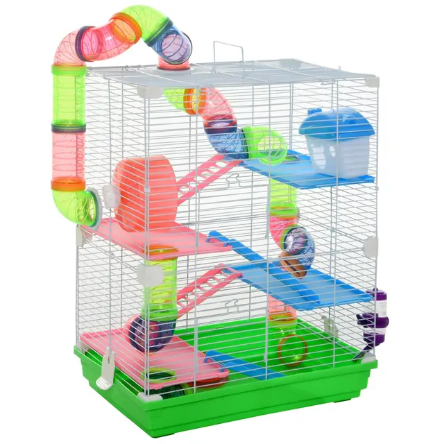 pawhut cage hamster 4 etages verte
