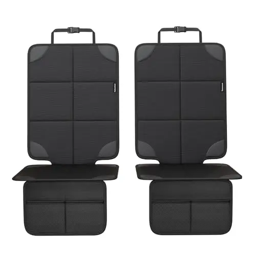 Lot de 2 protections de siège de voiture avec sac de rangement personnalisé à fermeture éclair — Tapis de coussin rembourré le plus épais, tissu imperméable Oxford 600D, dos antidérapant
