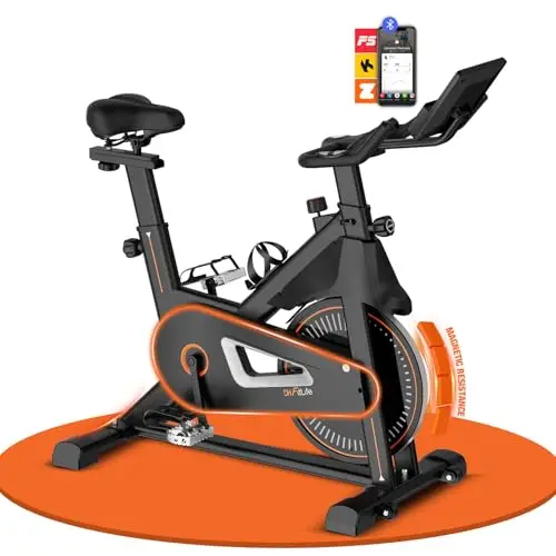 DH FitLife Vélo d’appartement ergomètre | Hometrainer silencieux à résistance magnétique | Capteur de pouls & APP | Guidon amélioré, écran/moniteur | 150–195 cm