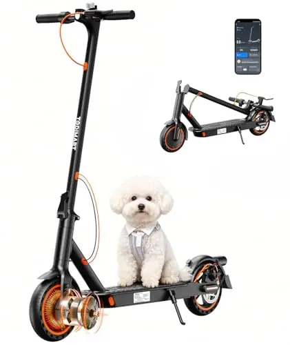 Trottinette Électrique Adulte Ultra Légère Antivol, Suspension, Clignotants, Autonomie 30 km, 350W Batterie 36V 7,8Ah, Pneus Nid d’Abeille Increvables, Application Bluetooth, Scooter Electrique Adulte