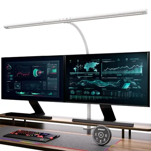 EYOCEAN Lampe de bureau avec contrôle gestuel et télécommande, 24 W 80 cm Light Bar, luminosité et température de couleur réglables, Lampe fluorescente pour bureau à domicile, Blanc