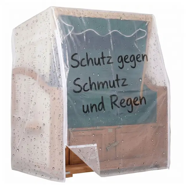 MR. DEKO® Schutzhülle Strandkorb Abdeckaube PVC Transparent | Size XL Größe 145 x 95 x 170 cm (BxTxH) | Strandkorbabdeckung Strandkörbe wasserdicht & wetterfest | Robuste Abdeckplane für 2,5-Sitzer