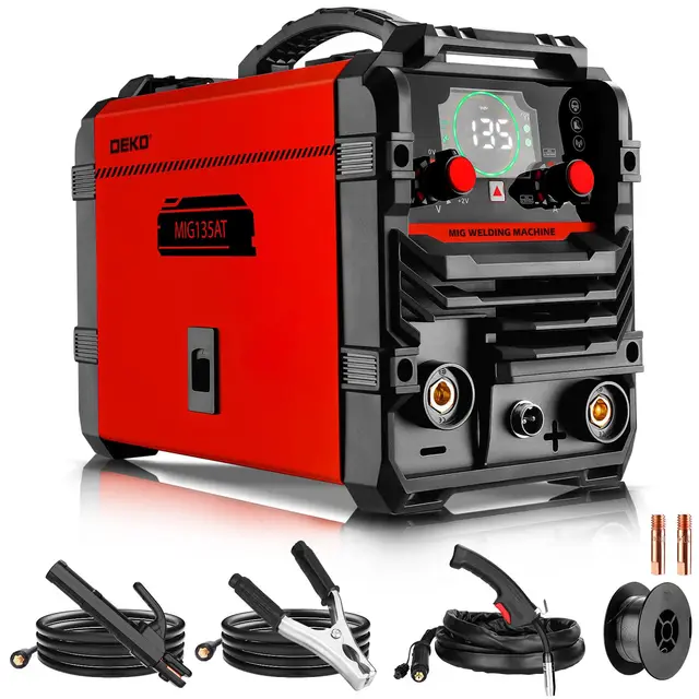 Poste a Souder MIG 135Amp: DEKOPRO 220 Volts MIG/Lift TIG/Bâton 3 en 1 Machine de Souder Inversor IGBT Portable Kit avec Torche de Soudage MIG pour les Propriétaires et les Passionnés de Bricolage