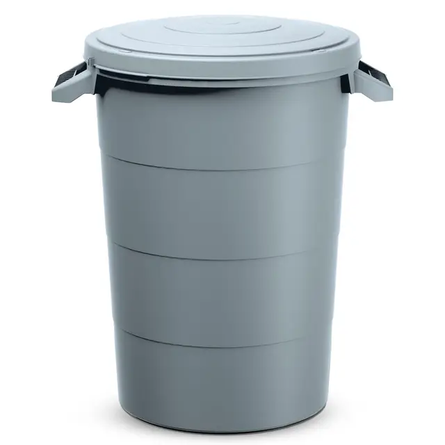 Réservoir d'eau de pluie Tank 80 litres avec couvercle - gris - Tonneau universel en plastique avec poignées de transport - Tonneau de récupération d'eau de pluie Baril à pluie Seau polyvalent jardin