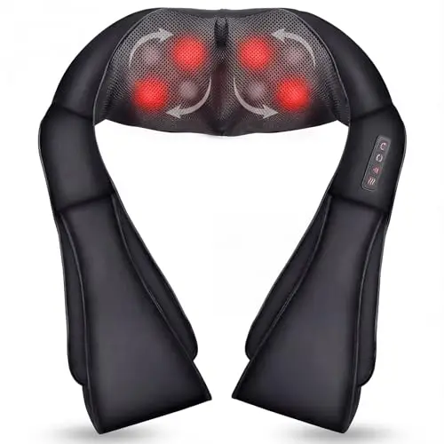 Masseur Cervical, Massage Dos et Cou Épaules avec Chauffage, 3D Appareil de Massage Shiatsu Électrique ur Massager Nuque Cervicales Epaule, Cadeaux Pour Voiture, Maison, Bureau