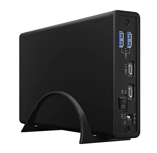 ICY Box USB Type-C Gehäuse mit USB Hub für 3,5" & 2,5" HDD/SSD, IB-382H-C31 Noir