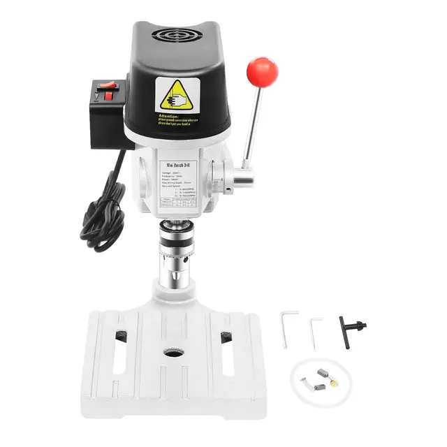 Mini perceuse d'établi, 340 W, 220 V, perceuse sur pied avec 3 vitesses de 0 à 16 000 tr/min, support de perçage avec mandrin à serrage rapide 1 à 10 mm, pour bois et métal