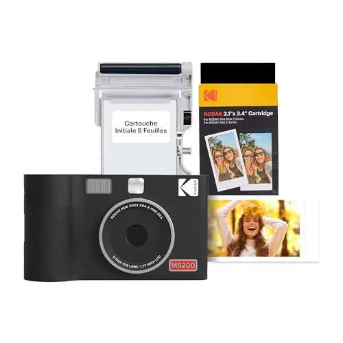 KODAK Mini Shot 2 Era 4PASS 2-in-1 Appareil Photo Instantané et Imprimante Photo Portable (5,3x8,6cm) (Appareil Photo + Paquet avec 38 Feuilles, Noir)