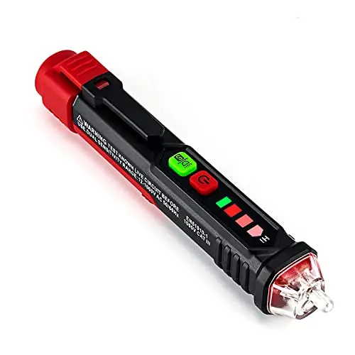 KAIWEETS Détecteur de Tension Sans Contact NCV, Test de Fil de Phase/Neutre, Buzzer Sonore & Lumineux, Lampe de Poche, Stylo Testeur de Tension Double Sensibilité 12V/48V-1000V